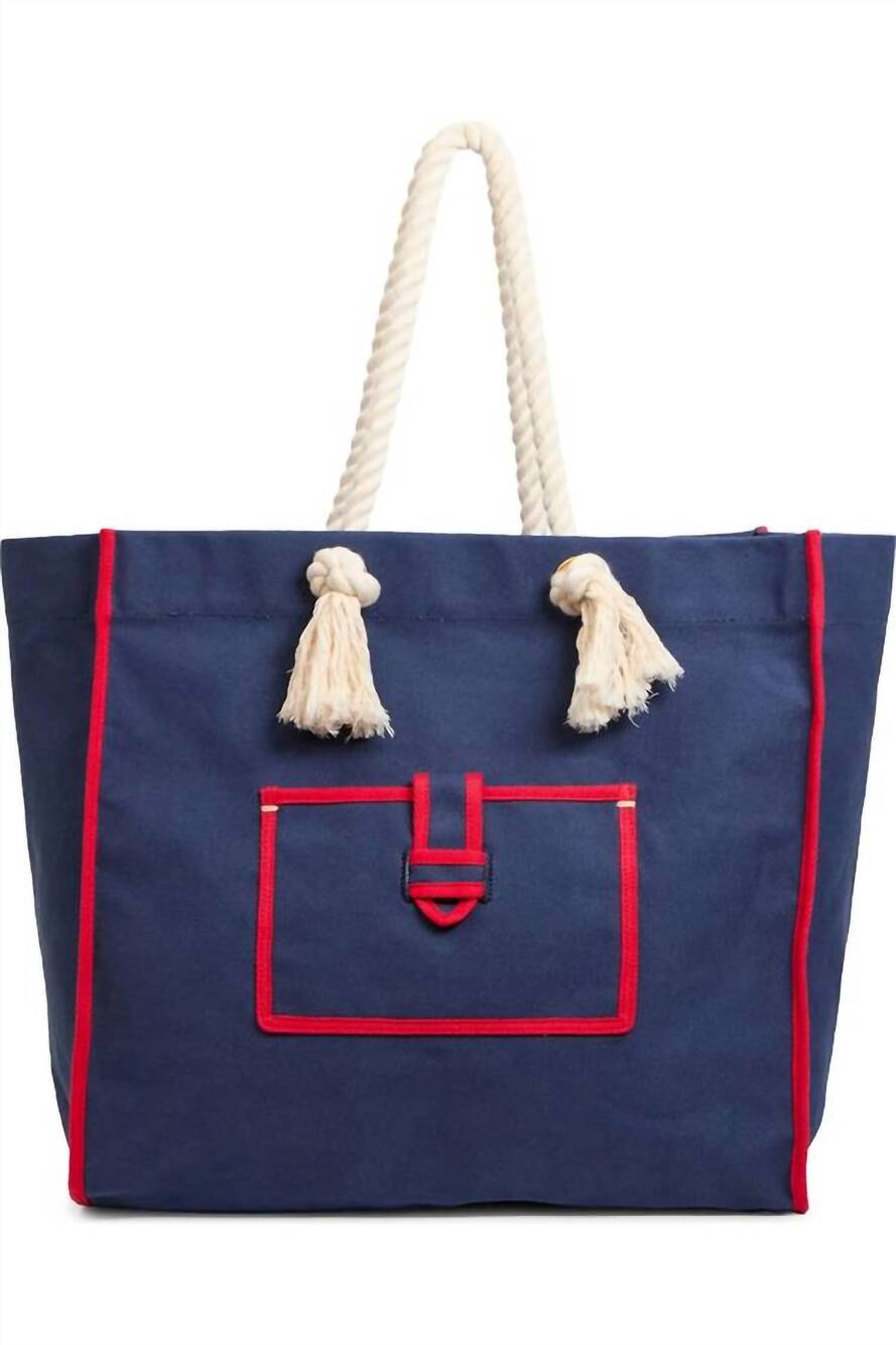 NEW CLARE V. women's beach marine canvas tote bag in navy